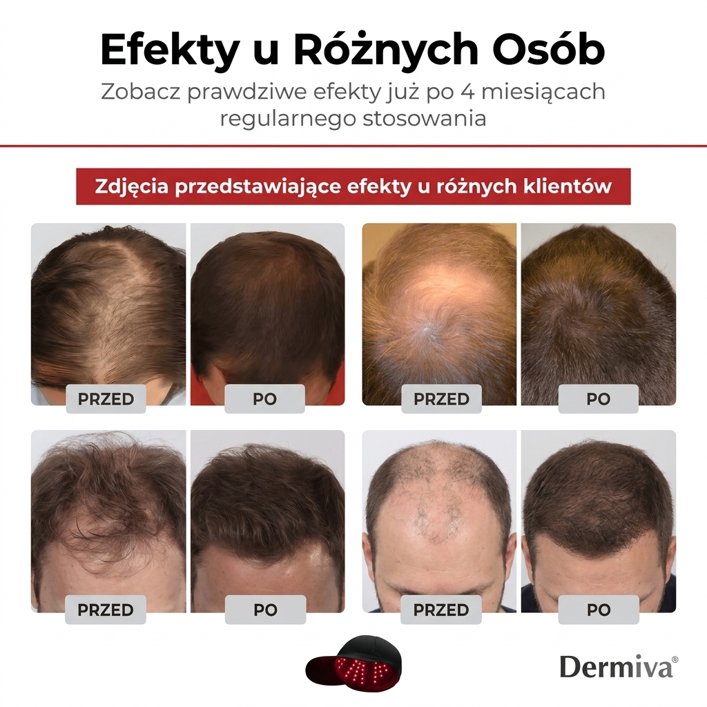 Czapka z czerwonym światłem na wzrost włosów