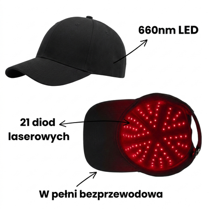 Czapka z czerwonym światłem na wzrost włosów