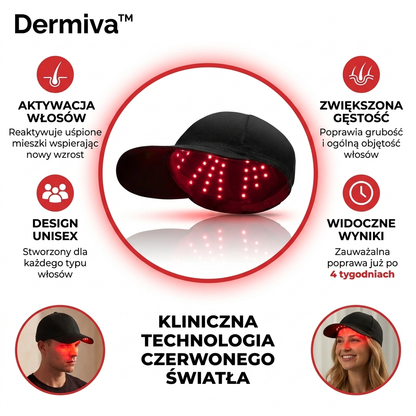 Czapka z czerwonym światłem na wzrost włosów