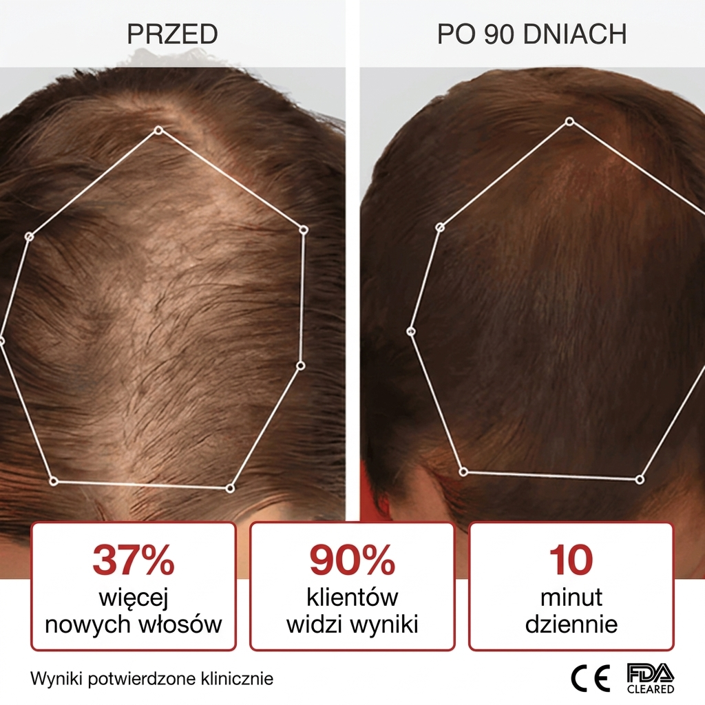 Czapka z czerwonym światłem na wzrost włosów