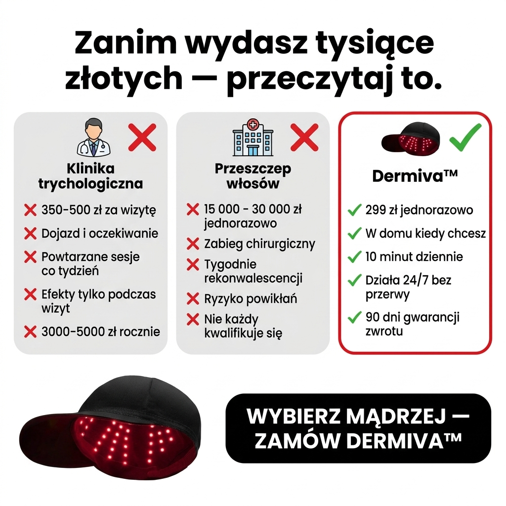 Czapka z czerwonym światłem na wzrost włosów